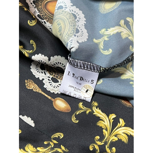IL THE DELLE 5 camicia donna nera fantasia mise en place SPOON 56ST MISE EN PLACE MADE IN ITALY