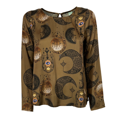 IL THE DELLE 5 blusa donna beige fantasia BURN 56ST MOON GOLD  MADE IN ITALY