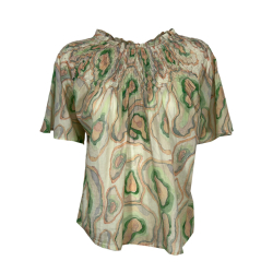 INDIANGOLD blusa donna cotone leggero fantasia acqua/salmone V.V24.KI168
