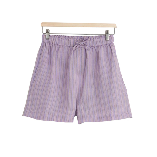 INDI&COLD bermuda donna lino a righe elastico in vita tasche laterali KI256