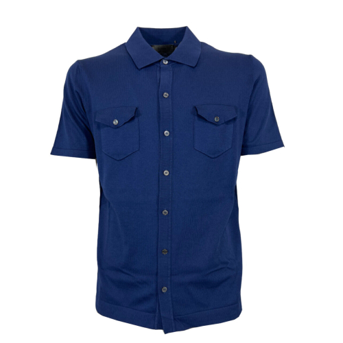 FERRANTE polo camicia aperta blu chiaro U23604 100% cotone MADE IN ITALY