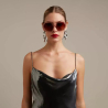 OKKIA pre-assembled hexagonal EMMA Pink Havana sunglasses