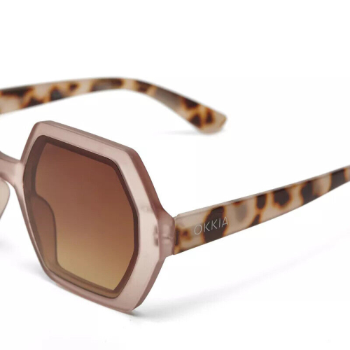 OKKIA pre-assembled hexagonal EMMA Pink Havana sunglasses