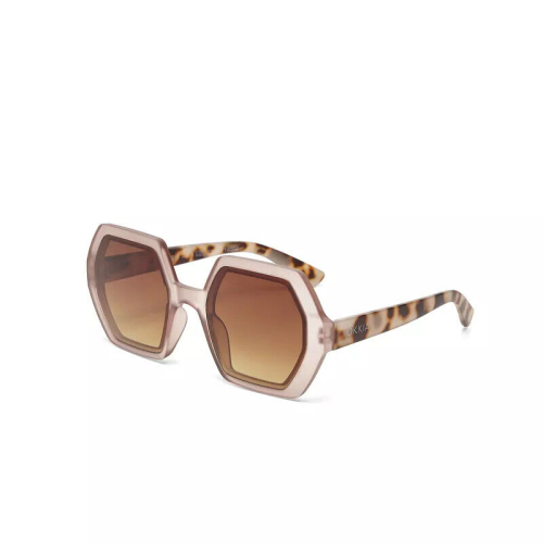 OKKIA pre-assembled hexagonal EMMA Pink Havana sunglasses