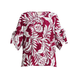 PERSONA by Marina Rinaldi linea N.O.W blusa donna viscosa fantasia vinaccia 2413111116600 MAMBO