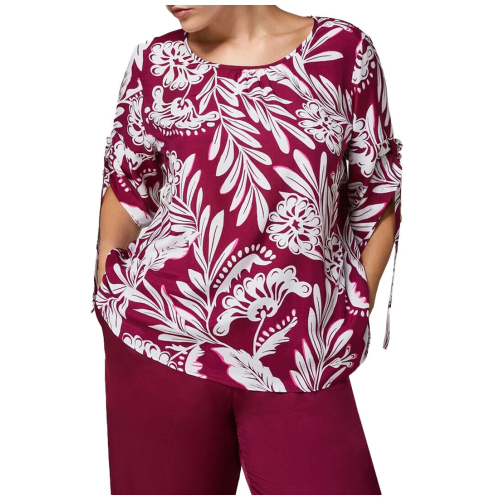 PERSONA by Marina Rinaldi N.O.W line women's viscose blouse with wine pattern 2413111116600 MAMBO