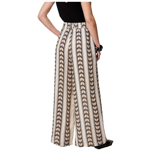 BSB pantalone donna palazzo lino ecru/nero 051-212022 100% lino