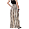 BSB pantalone donna palazzo lino ecru/nero 051-212022 100% lino