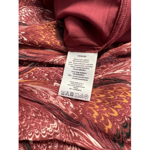 INDI&COLD abito donna lungo a balze bordeaux/rosa KI300 100% viscosa