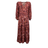 INDIANDCOLD abito donna lungo a balze bordeaux/rosa KI300 100% viscosa