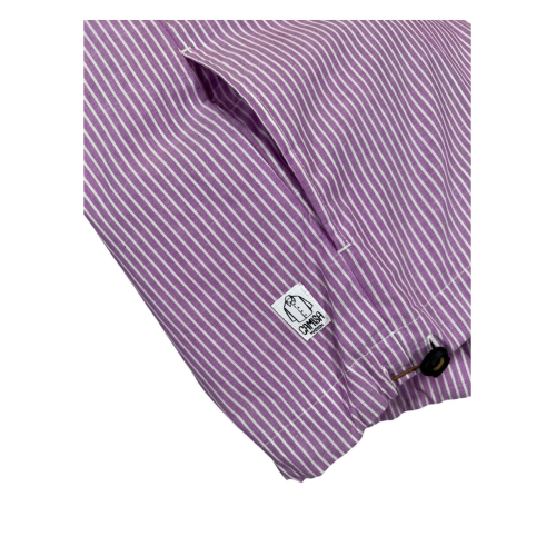 MADSON by BottegaChilometriZero men's shirt 4 buttons wisteria white stripes DU24542 MADE IN ITALY