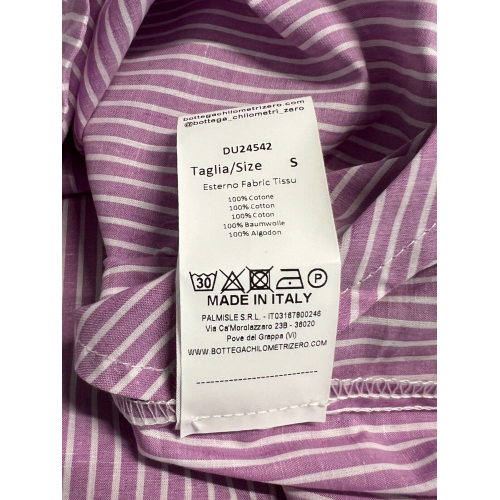 MADSON by BottegaChilometriZero men's shirt 4 buttons wisteria white stripes DU24542 MADE IN ITALY