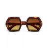 OKKIA pre-assembled hexagonal EMMA Turtle Havana sunglasses