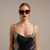 OKKIA pre-assembled hexagonal EMMA Turtle Havana sunglasses