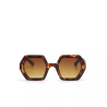 OKKIA pre-assembled hexagonal EMMA Turtle Havana sunglasses