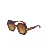 OKKIA pre-assembled hexagonal EMMA Turtle Havana sunglasses