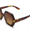 OKKIA pre-assembled hexagonal EMMA Turtle Havana sunglasses