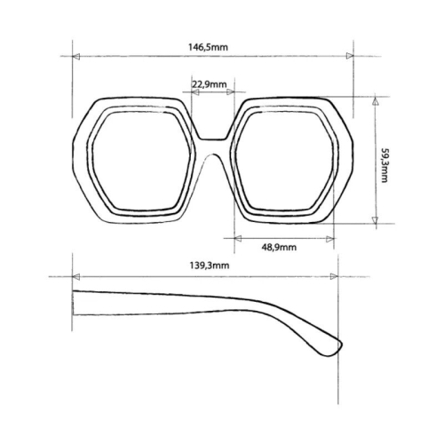 OKKIA pre-assembled hexagonal EMMA Turtle Havana sunglasses