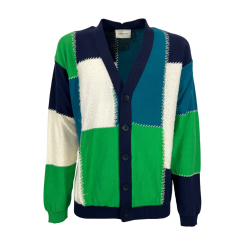 ATOMOFACTORY cardigan uomo cotone patchwork multicolor TF060 MADE IN ITALY