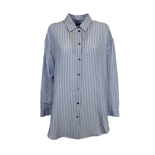 NEIRAMI camicia donna over righe L978HA 50% lino 50% viscosa MADE IN ITALY