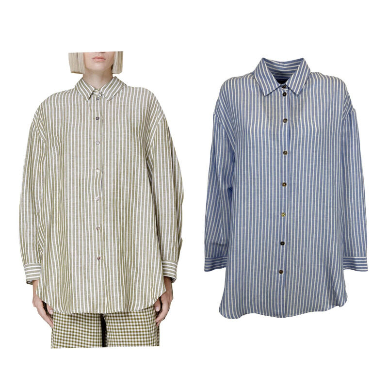NEIRAMI women's oversized striped shirt L978HA 50% linen 50% viscose MADE IN ITALY