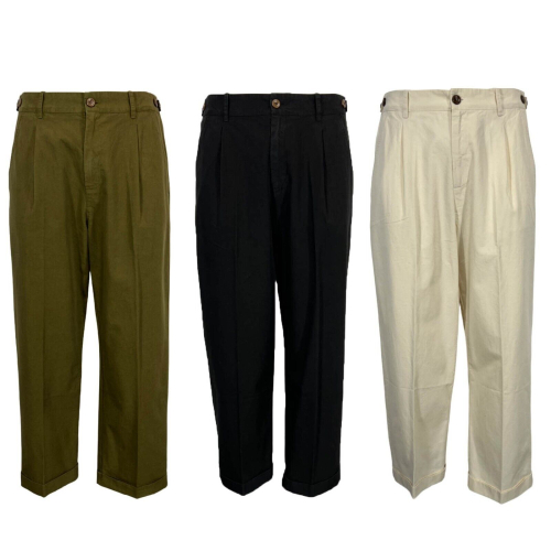 MADSON by BottegaChilometriZero men's trousers pleats DU24504 100% cotton MADE IN ITALY