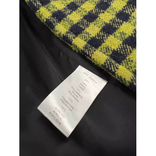 PHYSIQUE DU ROLE cappotto donna over doppiopetto quadri blu/lime 23W016 MADE IN ITALY