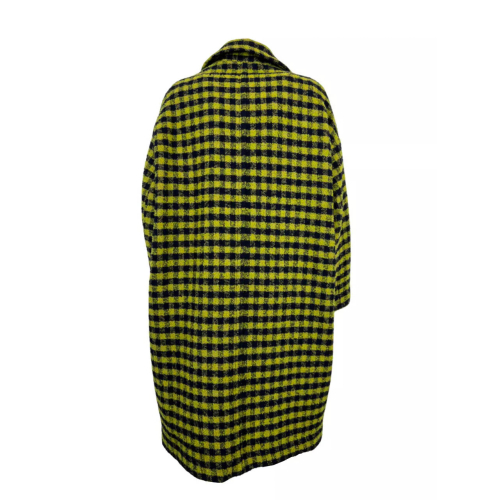 PHYSIQUE DU ROLE cappotto donna over doppiopetto quadri blu/lime 23W016 MADE IN ITALY