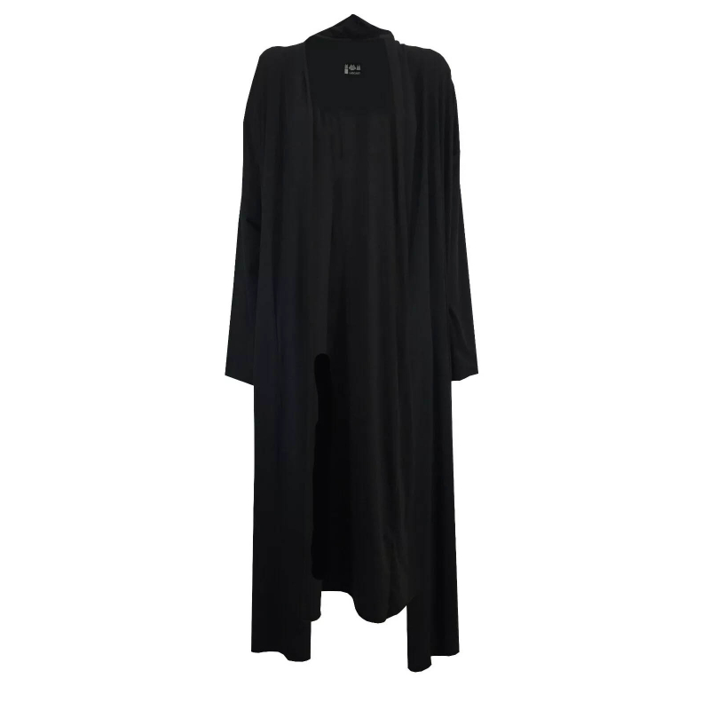 LABO.ART maxi cardigan donna nero senza bottoni tasche laterali CARDIGAN MENO