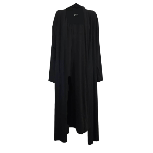 LABO.ART maxi cardigan donna nero senza bottoni tasche laterali CARDIGAN MENO