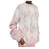 SEMICOUTURE maglia donna mohair garzato rombi rosa/panna S4WF08 MELISANDE MADE IN ITALY