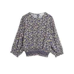 INDIANDCOLD blusa donna fantasia floreale indigo AD139 29 100% cotone biologico