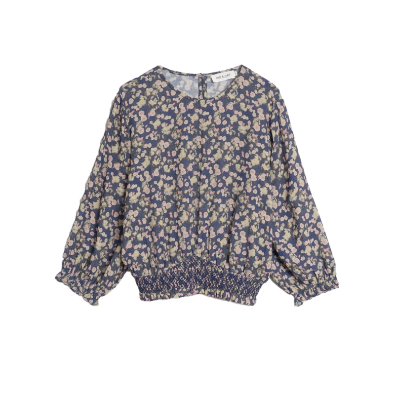 INDIANDCOLD blusa donna fantasia floreale indigo AD139 29 100% cotone biologico