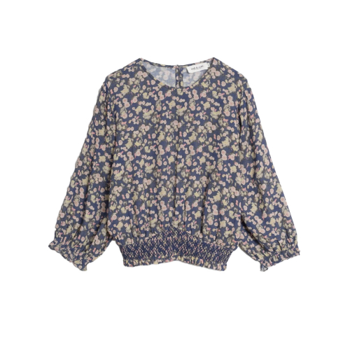INDIANDCOLD blusa donna fantasia floreale indigo AD139 29 100% cotone biologico