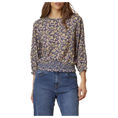 INDI&COLD blusa donna fantasia floreale indigo AD139 29 100% cotone biologico