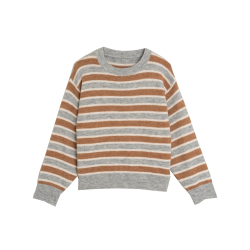 INDIANDCOLD maglia donna a scatola righe grigio/camel FG455 33 MADE IN ITALY