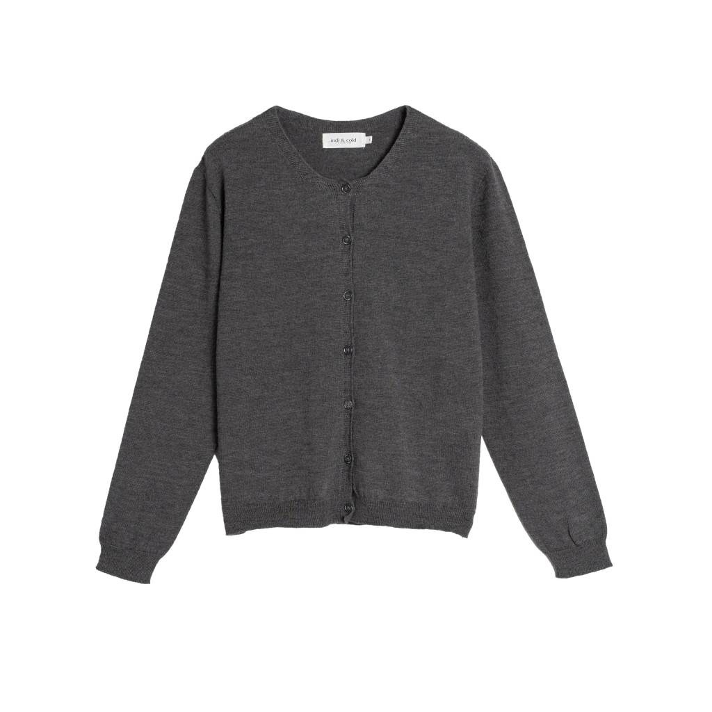 INDIANDCOLD cardigan donna lana leggera grigio AX481 42 100% lana merinos MADE IN ITALY