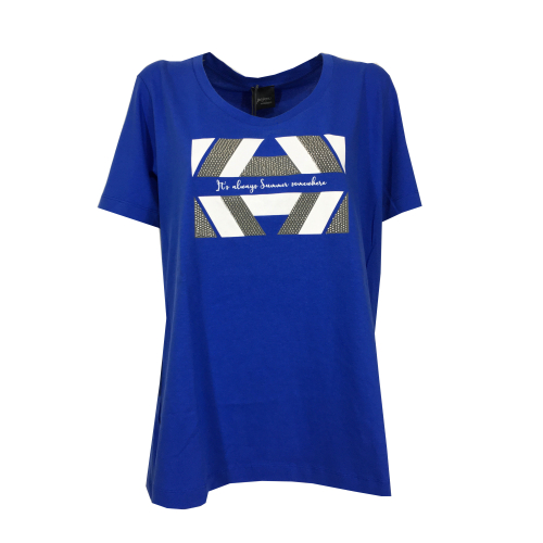 PERSONA by Marina Rinaldi t-shirt donna azzurra 11.1972051 VASCO 100% cotone