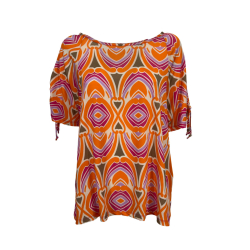 CORTE DEI GONZAGA maglia donna arancio/lilla/fango 2301 1C 6380 C2399 MADE IN ITALY