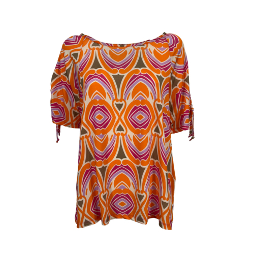 CORTE DEI GONZAGA maglia donna arancio/lilla/fango 2301 1C 6380 C2399 MADE IN ITALY