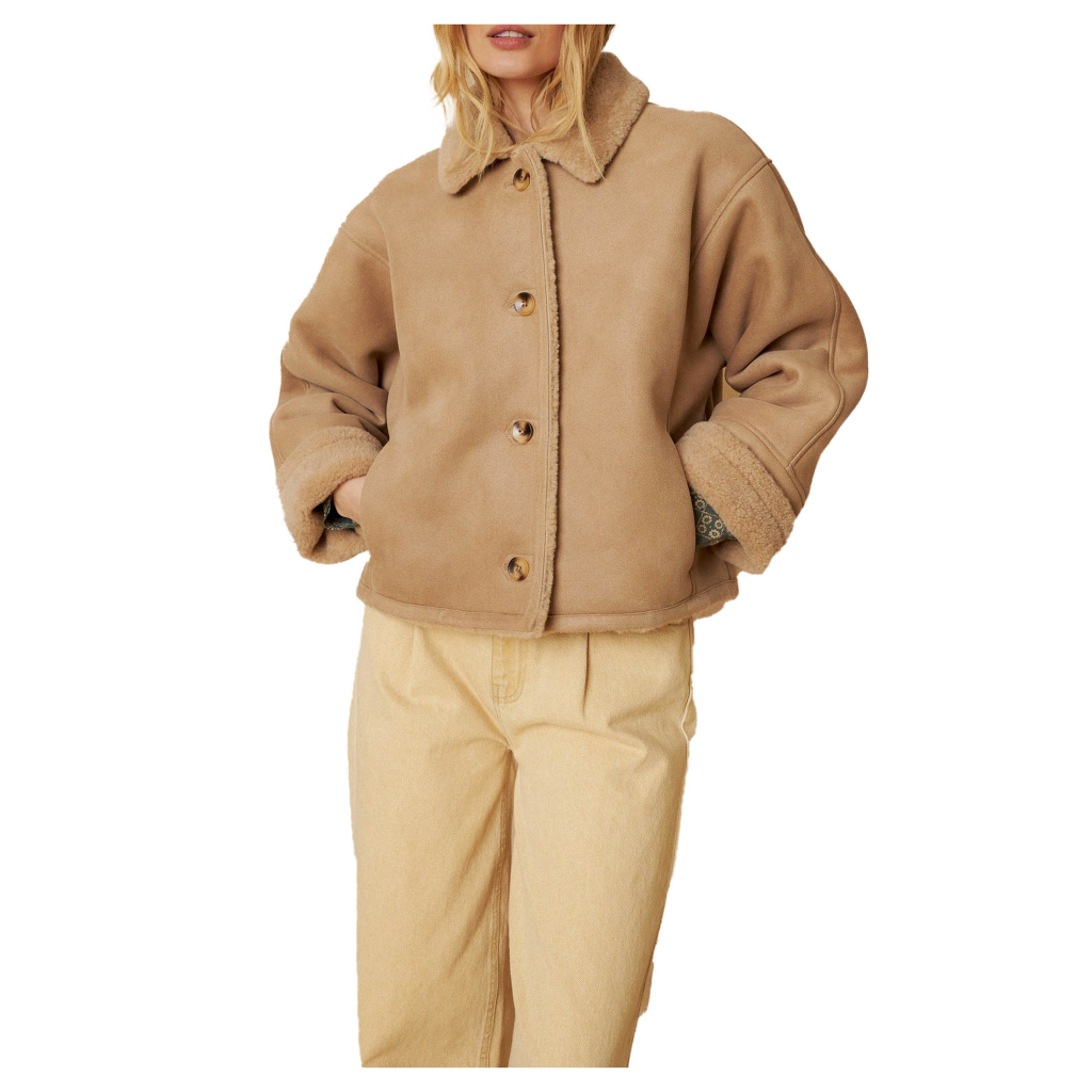 INDI&COLD women's beige reversible eco-sheepskin jacket MT761