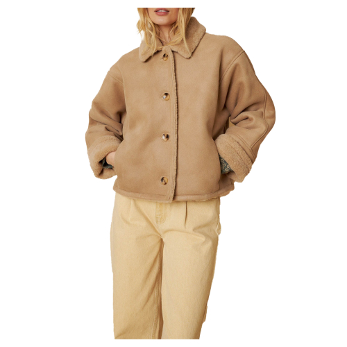 INDI&COLD women's beige reversible eco-sheepskin jacket MT761