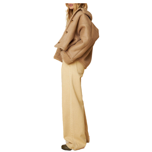 INDI&COLD women's beige reversible eco-sheepskin jacket MT761