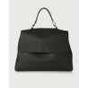 ORCIANI Borsa a spalla nera Sveva Soft grande in pelle con tracolla BT1979 MADE IN ITALY