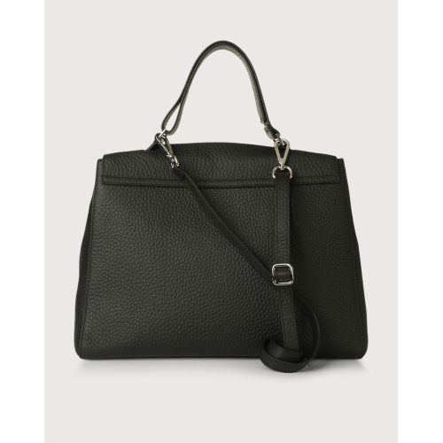 ORCIANI Borsa a spalla nera Sveva Soft grande in pelle con tracolla BT1979 MADE IN ITALY