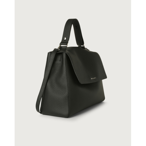 ORCIANI Borsa a spalla nera Sveva Soft grande in pelle con tracolla BT1979 MADE IN ITALY