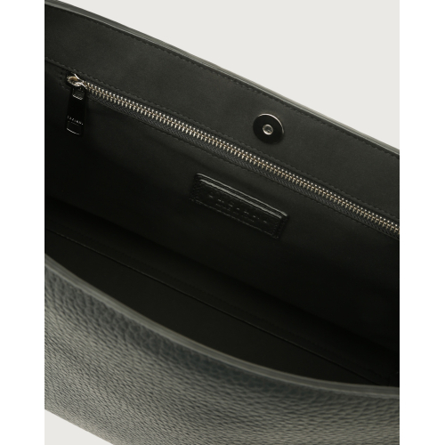 ORCIANI Borsa a spalla nera Sveva Soft grande in pelle con tracolla BT1979 MADE IN ITALY