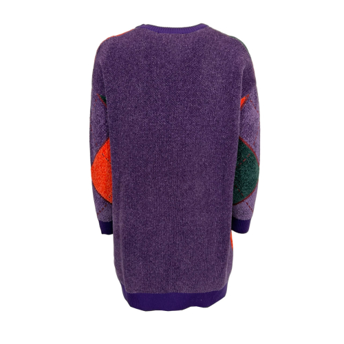 WHITE WISE maxi sweater women chenille diamonds purple/orange/green WW19135