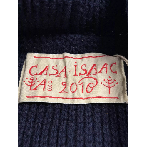GRP CASA ISAAC heavy blue cardigan FOLK 81 ZIP JACKET 100% wool MADE IN ITALYLY