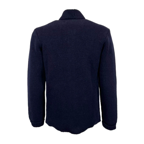 GRP CASA ISAAC heavy blue cardigan FOLK 81 ZIP JACKET 100% wool MADE IN ITALYLY